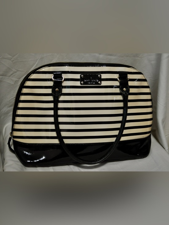 kate spade Handbags - kate spade Black and White Striped Patent Tote